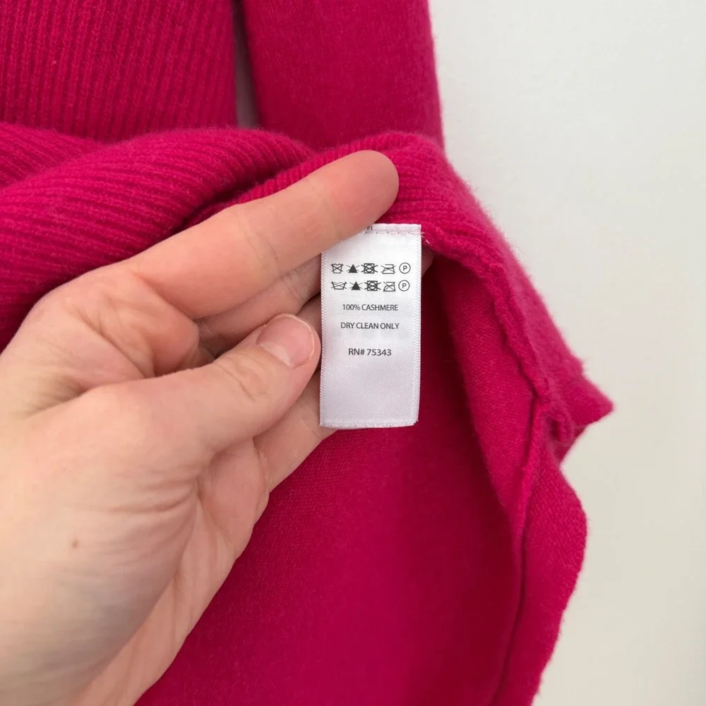 Rachel Zoe Magenta‎ Pink 100% Cashmere Ribbed Asymmetrical V-Neck Sweater XS - Picture 6 of 10